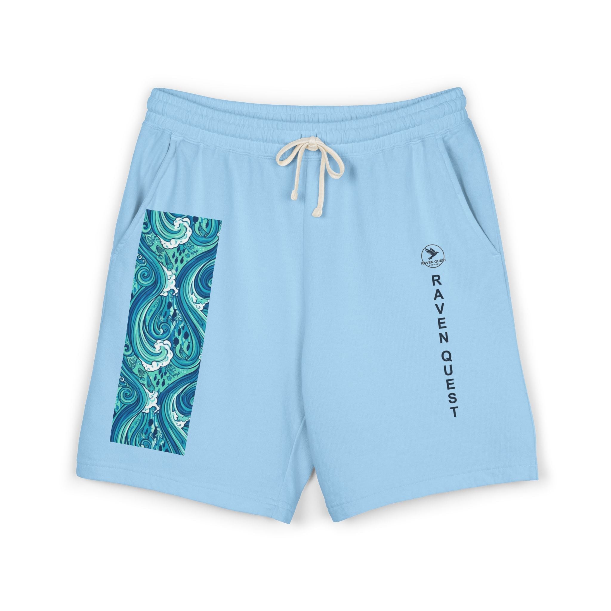 Wave Panel II Fleece Sweat Shorts — Raven Quest Logo - Raven Quest Apparel