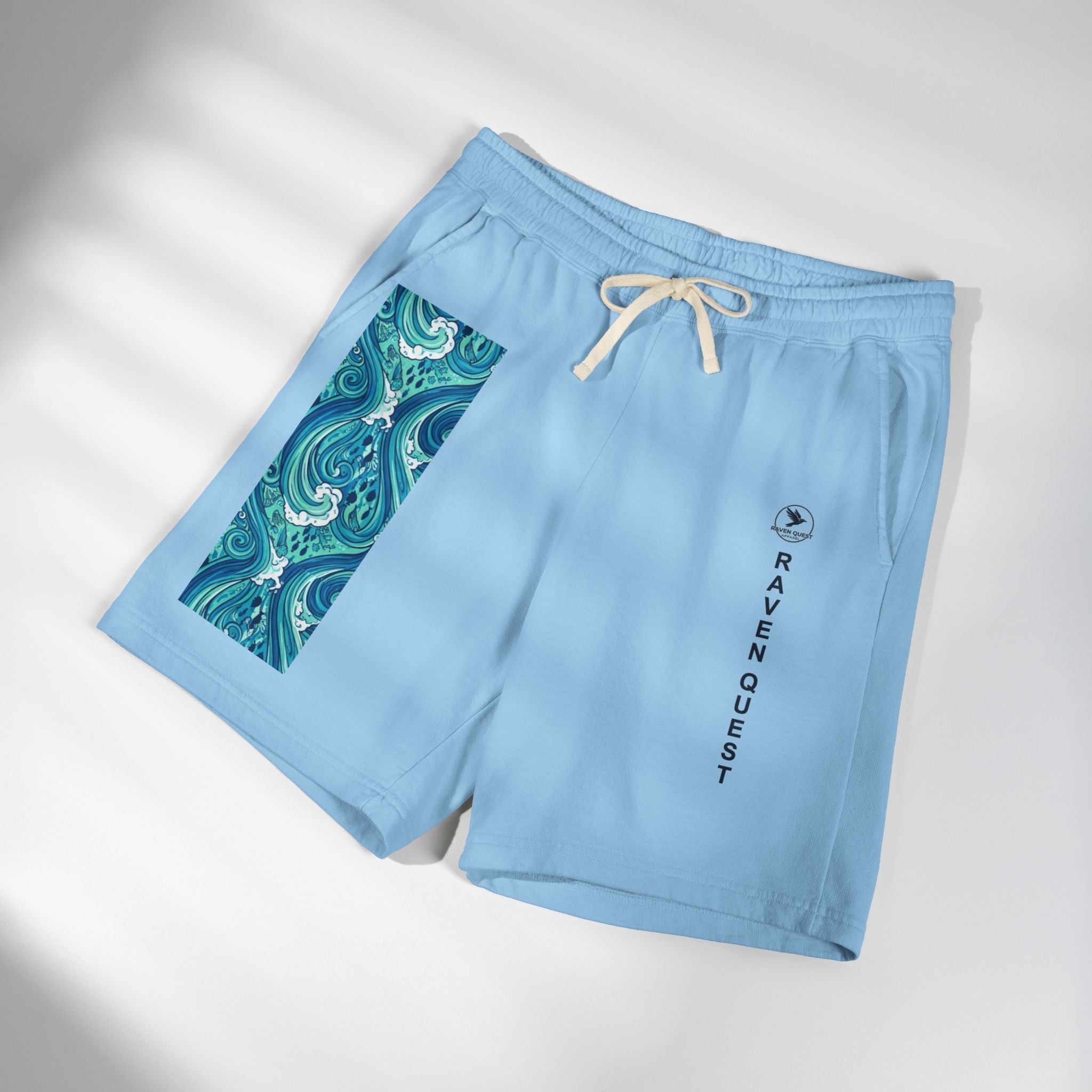 Wave Panel II Fleece Sweat Shorts — Raven Quest Logo - Raven Quest Apparel