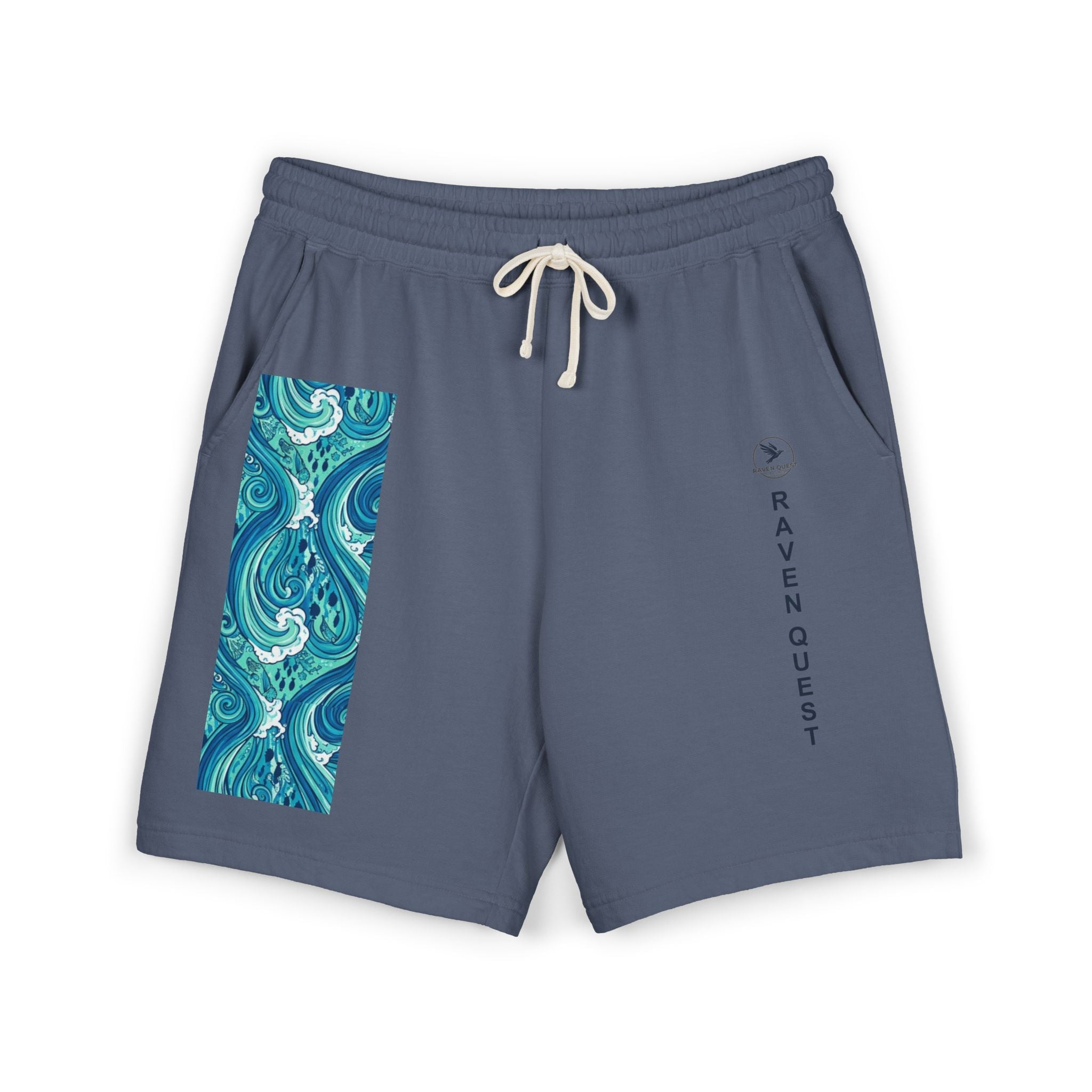 Wave Panel II Fleece Sweat Shorts — Raven Quest Logo - Raven Quest Apparel