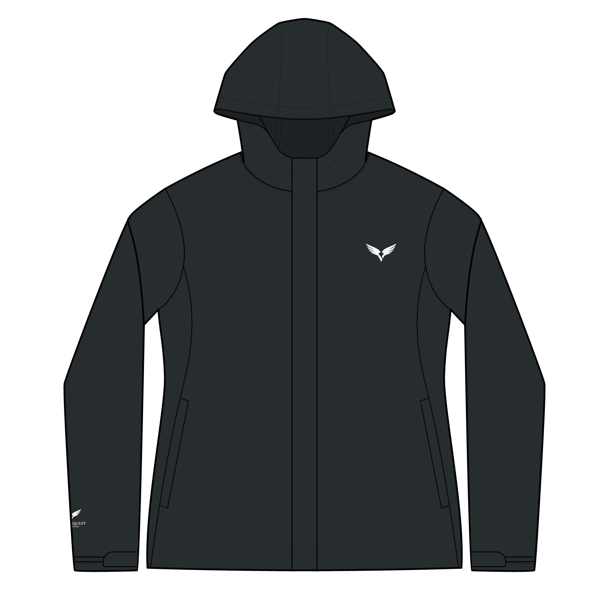 Women’s Arcadia Hoodie Jacket — Lightweight Hooded Softshell with Raven Quest Athletics Logo - Raven Quest Apparel