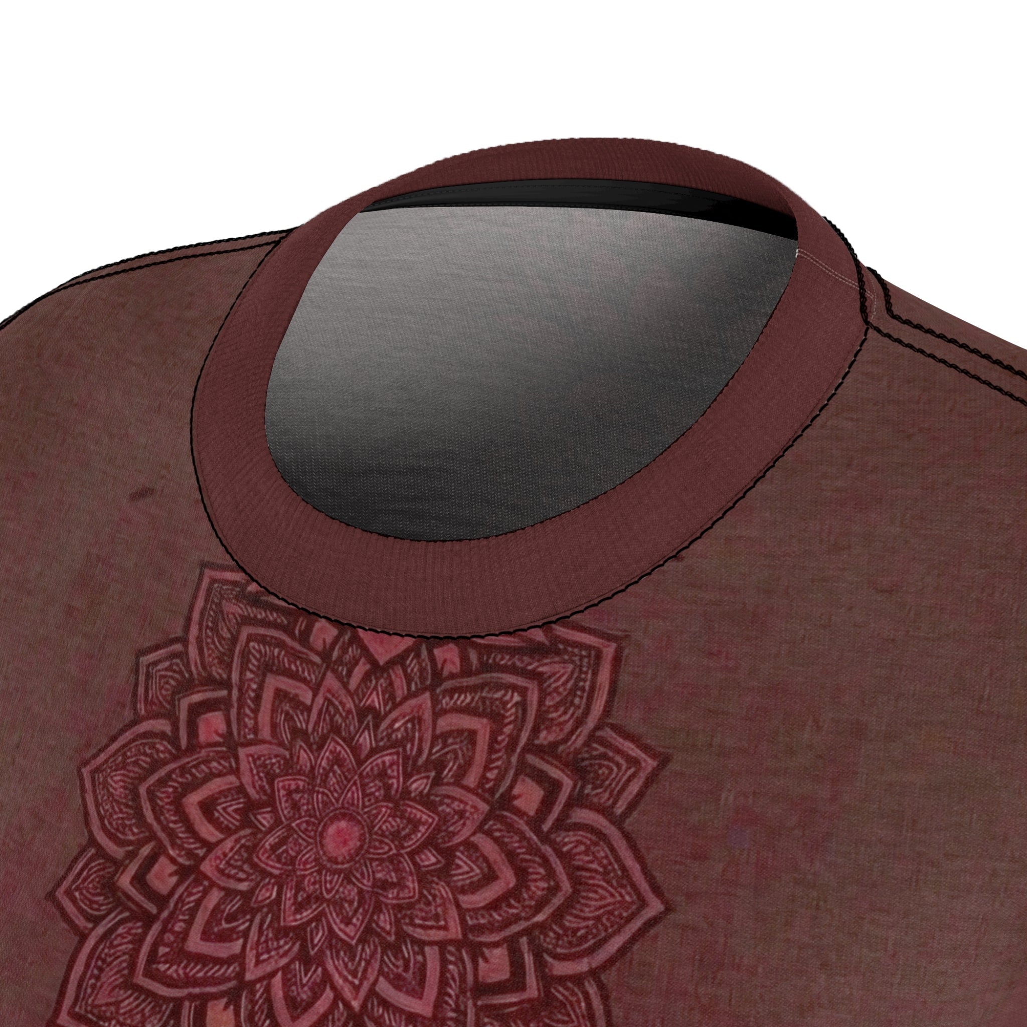Women's Lotus Mandala Tee — Burgundy Floral Zen Graphic Shirt - Raven Quest Apparel