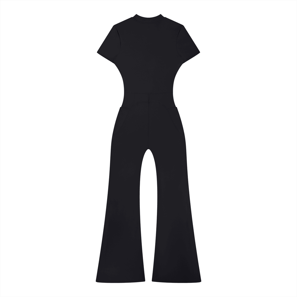 Women’s Tight Flared Leg Quarter-Zip Jumpsuit | Raven Quest Apparel - Raven Quest Apparel