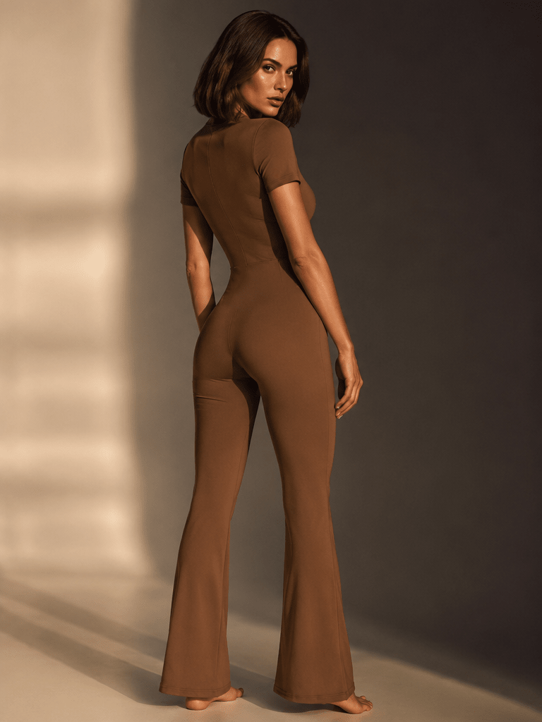Women’s Tight Flared Leg Quarter-Zip Jumpsuit | Raven Quest Apparel - Raven Quest Apparel