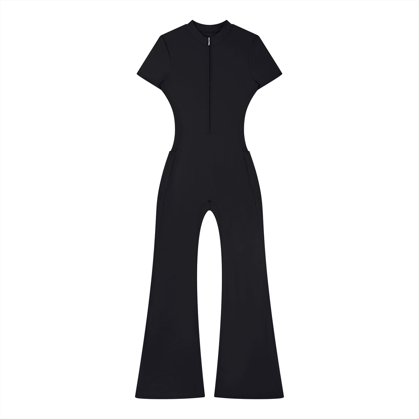 Women’s Tight Flared Leg Quarter-Zip Jumpsuit | Raven Quest Apparel - Raven Quest Apparel