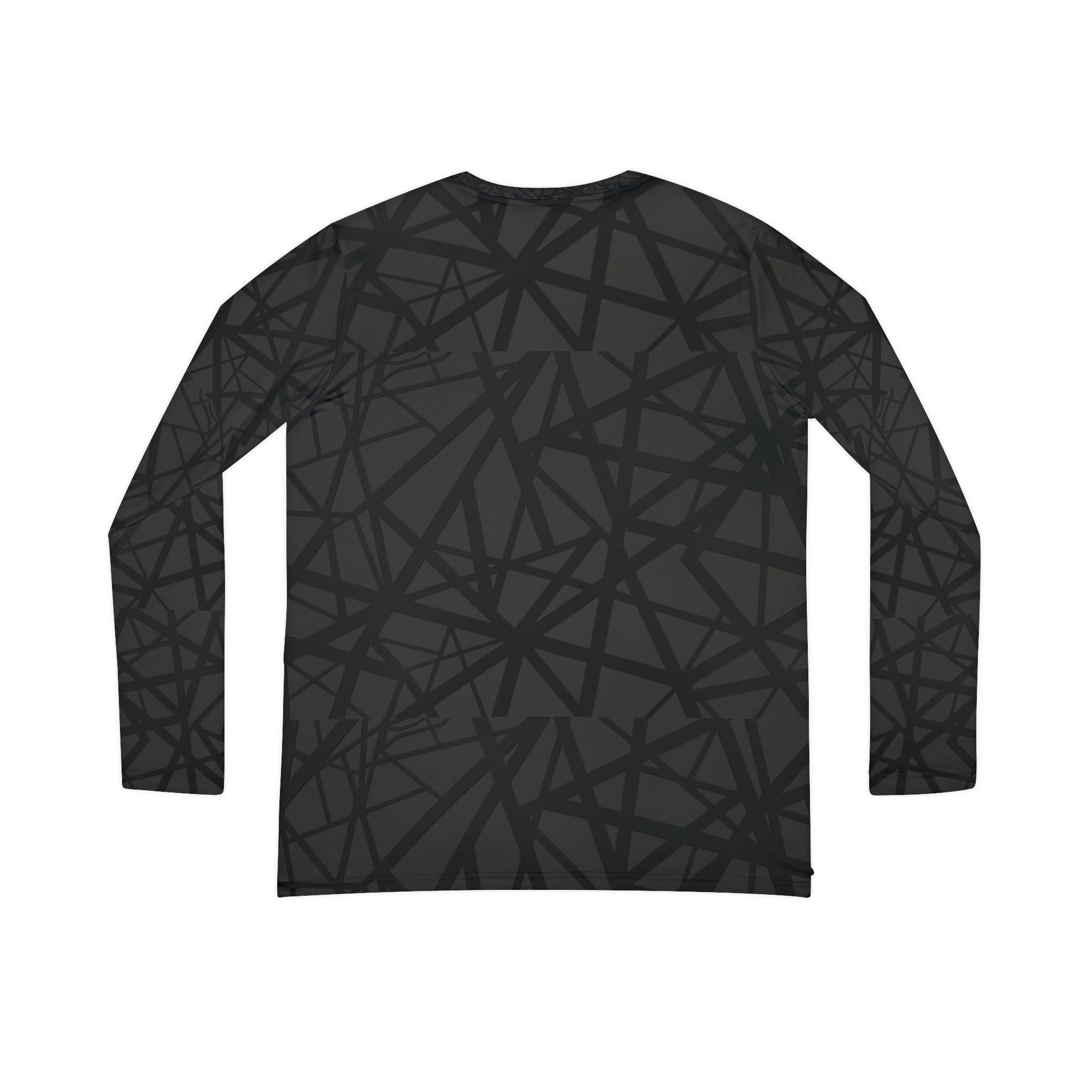Women's V - Neck Long Sleeve Shirt — Black Abstract Line Pattern, All - Over Print - Raven Quest Apparel