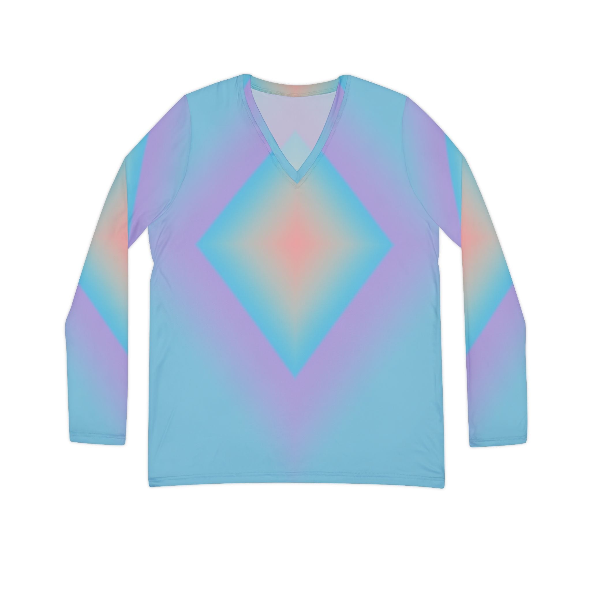 Women's V - Neck Long Sleeve Shirt - Diamond - Raven Quest Apparel