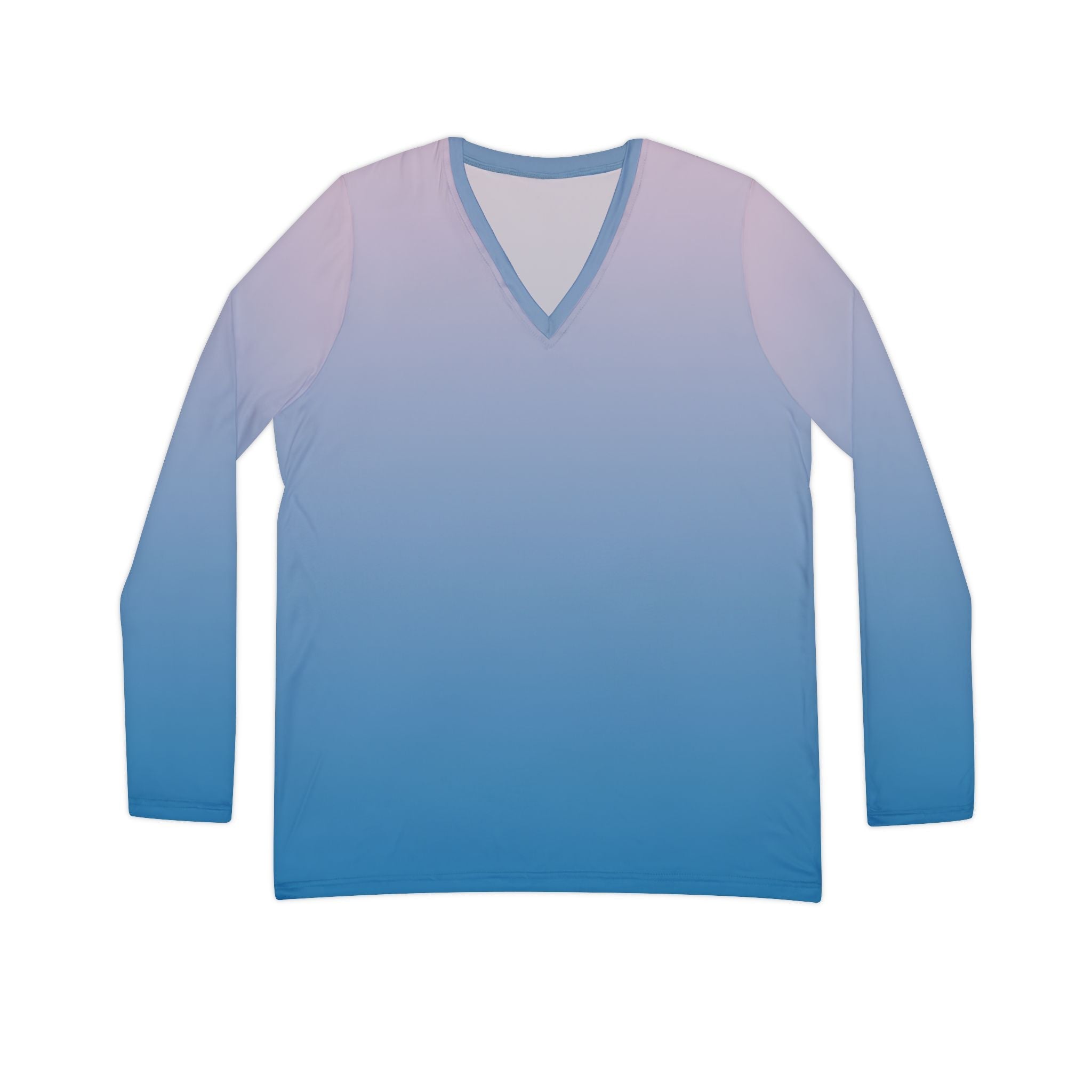 Women's V - Neck Long Sleeve Shirt - Gradient Sunrise All - Over Print - Raven Quest Apparel