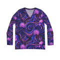 Women's V - Neck Long Sleeve Shirt — Purple Swirl Floral All - Over Print - Raven Quest Apparel