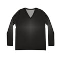Women's V - Neck Long Sleeve Shirt - Slight Gradient Black All - Over Print - Raven Quest Apparel