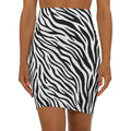 Zebra Print Mid - Waist Pencil Skirt — Black & White Animal Print - Raven Quest Apparel