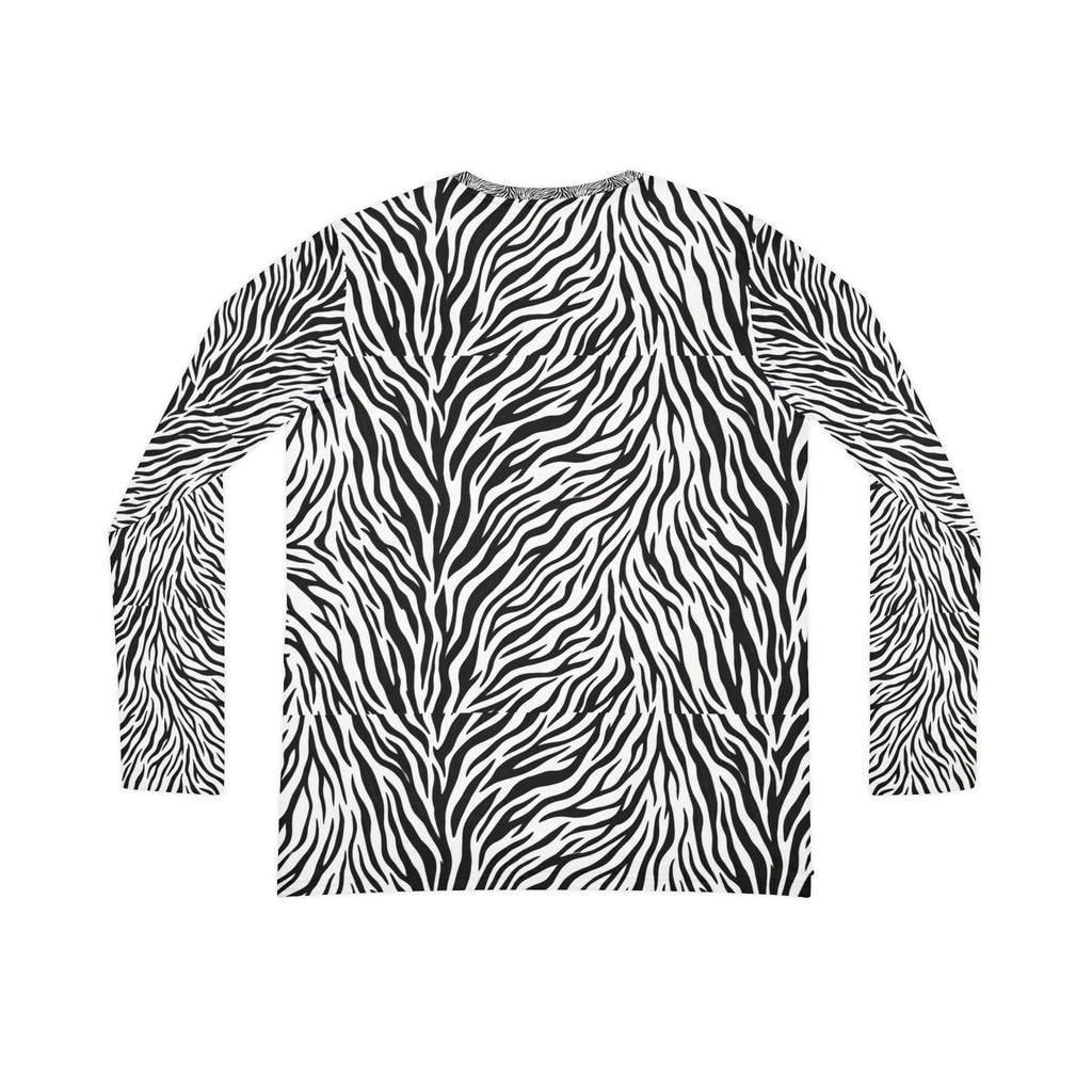 Zebra Print V‑Neck Long Sleeve Top — All‑Over Black & White Animal Print - Raven Quest Apparel