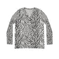 Zebra Print V‑Neck Long Sleeve Top — All‑Over Black & White Animal Print - Raven Quest Apparel