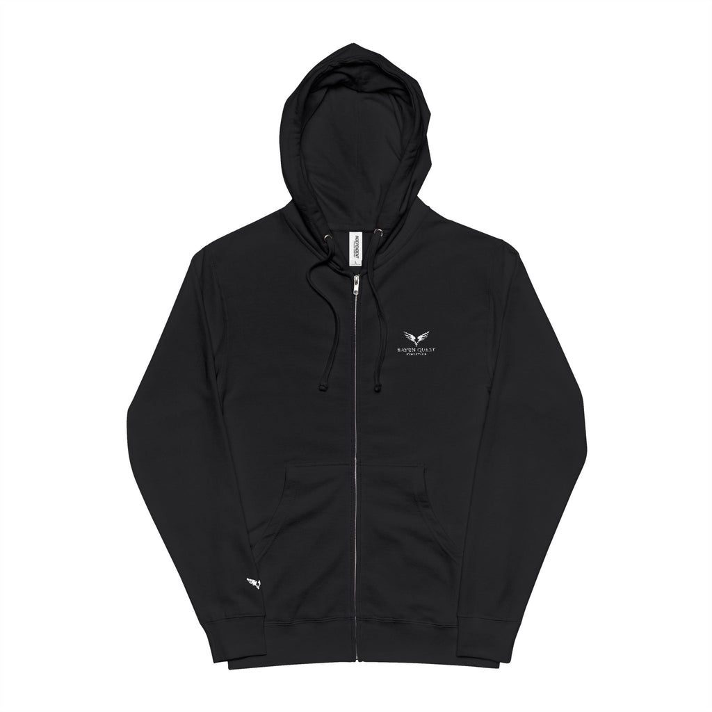 Zip Hoodie — Raven Quest Athletics Logo, Cozy Fleece Zip-Up - Raven Quest Apparel